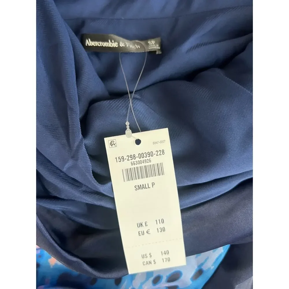Abercrombie & Fitch Women’s Cowl Neck Draped Maxi Dress Dark Indigo Floral